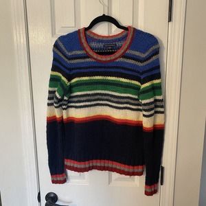 American Eagle Women’s Sz M Wool Blend Rainbow Sweater Cropped Knit Long Sleeve
